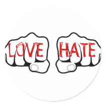 Customizable LOVE HATE Fists stickers by JuJuGarden Customizable LOVE HATE Fists stickers