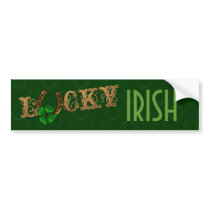 CUSTOMIZABLE Lucky Gold Horseshoe and Clover Bumper Sticker