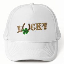 CUSTOMIZABLE Lucky Gold Horseshoe and Clover Mesh Hats