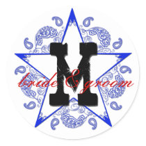 Customizable "M" Western Blue Monogram Sticker