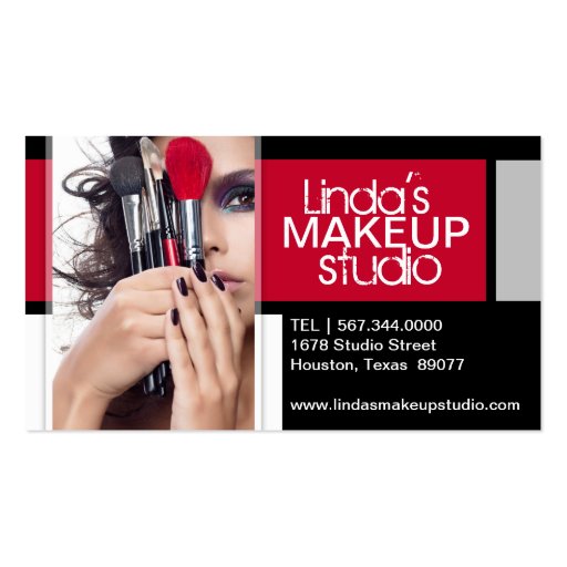 Customizable Makeup Artist Business Card Template (front side)