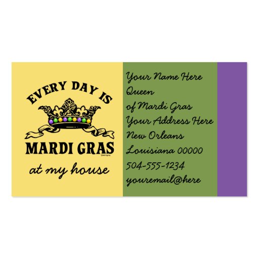 Customizable Mardi Gras Business Card (front side)