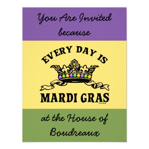 Customizable Mardi Gras Custom Invites