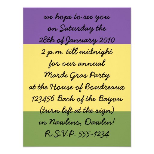 Customizable Mardi Gras Custom Invites