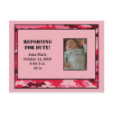 Customizable Military Birth Announcement - Girl postcards