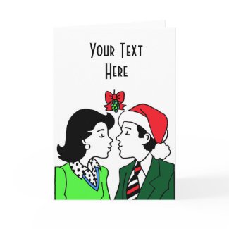 Customizable Mistletoe Kiss Holiday Cards