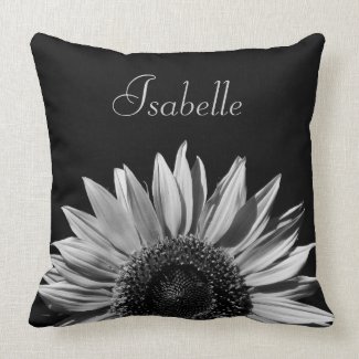 Customizable Monochrome Sunflower Throw Pillows