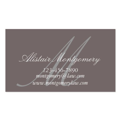 Customizable Monogram Lawyer Business Cards (back side)