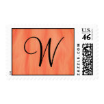 Customizable Monogram Orange Wedding Postage