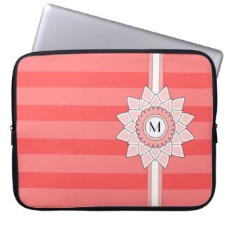 Customizable Monogram with Pink Flower & Stripes
