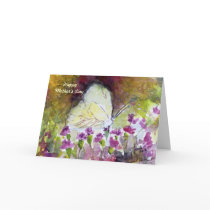 mother's day, cards, customizable cards, butterflies, watercolors, original art, ginette, for mother, feminine, floral, flowers, Card with custom graphic design