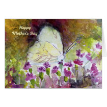mother&#39;s day, cards, customizable cards, butterflies, watercolors, original art, ginette, for mother, feminine, floral, flowers, Kort med brugerdefineret grafisk design