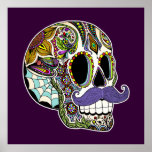 Customizable Mustache Sugar Skull Poster