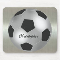 Customizable Name Silver Soccer Ball Mosepads Mouse Pad