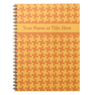 Customizable Notebook, Orange Dogstooth Check