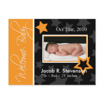 Customizable October Baby Birth Announcement postcards