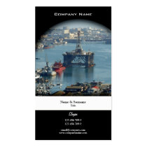 Customizable oil drilling rig watercolor profile business card template