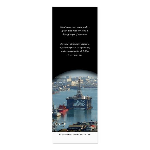 Customizable oil drilling rig watercolor profile business card (back side)