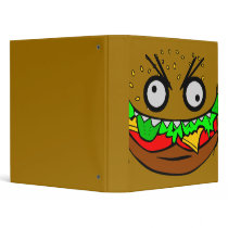 customizable om nom nom burger with teeth face vinyl binders