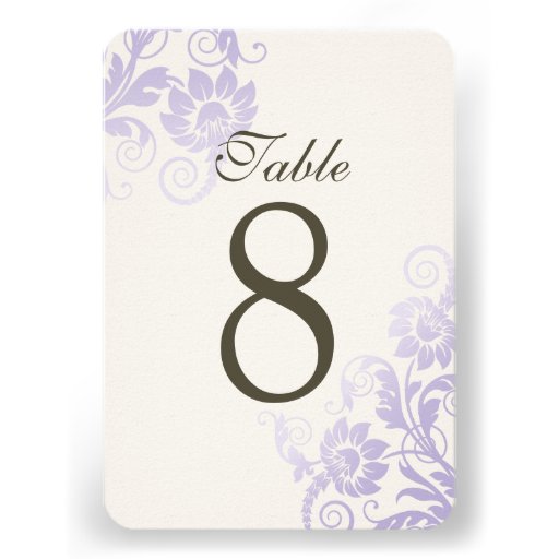 Customizable Ombre Lilac Table Number Cards