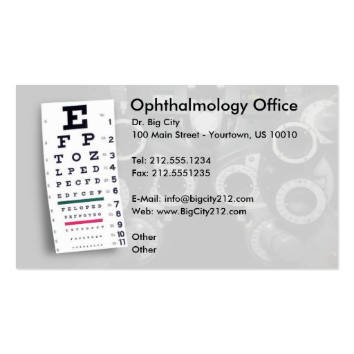 CUSTOMIZABLE Ophthalmology Business Card (front side)