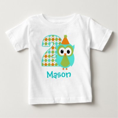 Customizable Owl Boy Second birthday shirt 2 years