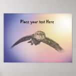 customizable owl in flight poster