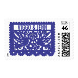 Customizable Papel Picado Flag - Blue Postage Stamp