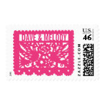 Customizable Papel Picado Flag - Pink Postage Stamp