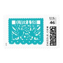 Customizable Papel Picado Flag - Turquoise stamps