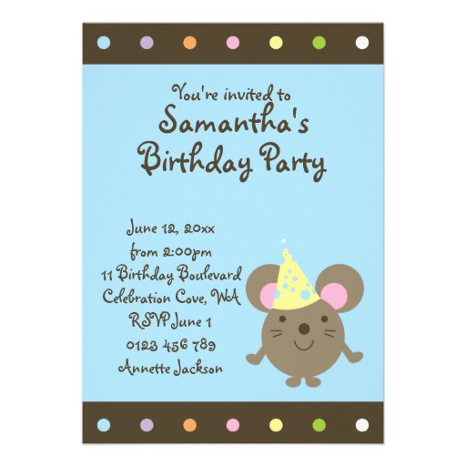 Customizable Party Mouse Birthday Party Invitatons Announcements