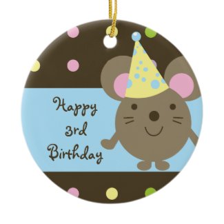 Customizable Party Mouse Happy Birthday Ornament ornament