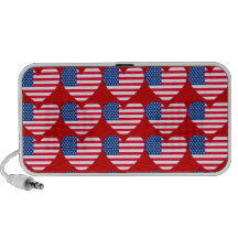 Customizable Patriotic Hearts Travelling Speakers