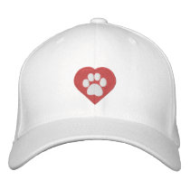 Customizable Paw in Heart Hats embroidered hats