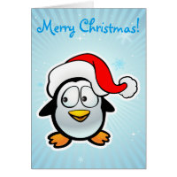 Customizable Penguin Santa Greeting Card