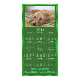 Customizable Photo Card 2014 Calendar Green Xmas