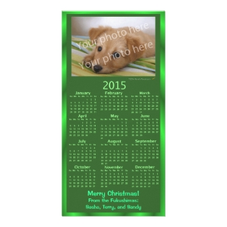 Customizable Photo Card 2015 Calendar Green Xmas