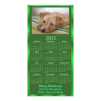 Customizable Photo Card 2015 Calendar Green Xmas