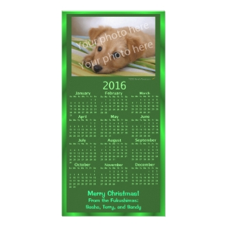 Customizable Photo Card 2016 Calendar Green Xmas