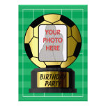 Customizable photo golden soccer ball  invitations