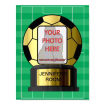 Customizable photo golden soccer ball room posters