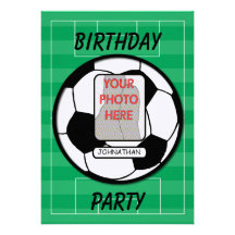 Customizable photo soccer ball party invitations