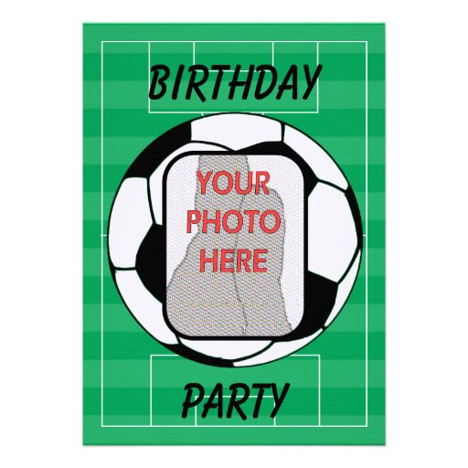 Customizable photo soccer ball party invitations