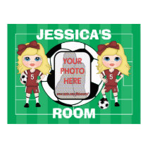 Customizable photo soccer girl room posters