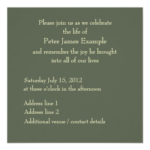 Customizable Photo: Wake / (Living) Funeral Announcements