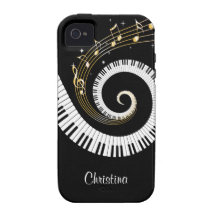 Customizable Piano Keys and Gold Music Notes iphon Vibe iPhone 4 Cover