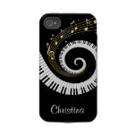 Customizable Piano Keys and Gold Music Notes iphon Tough Iphone 4 Case