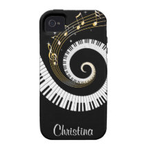 Customizable Piano Keys and Gold Music Notes iphon iPhone 4/4S Case