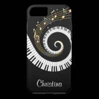 Customizable Piano Keys and Gold Music Notes iPhone 7 Case