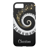 Customizable Piano Keys and Gold Music Notes iPhone 7 Case